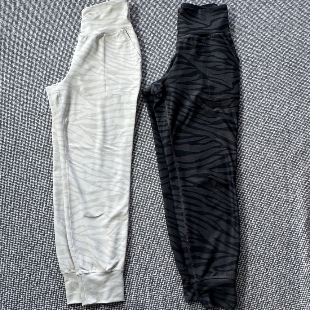 Old Navy Active PowerSoft Zebra Joggers Bundle Womens Medium High Waist 2 Pairs